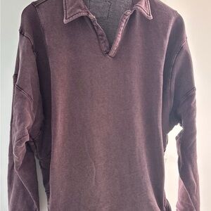 Free People Collared Sweatshirt